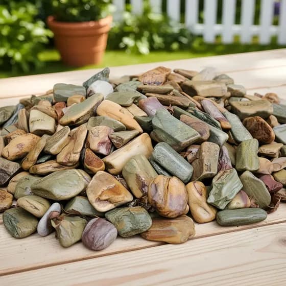 Pedras Ornamentais Seixo Verde Rolado Aquarios Jardins 4.5kg