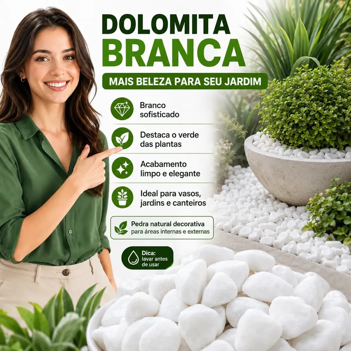 20kg Pedra Dolomita Branca Decorativa Seixo Para Jardim No3 Branco 2 Cm 5 Cm