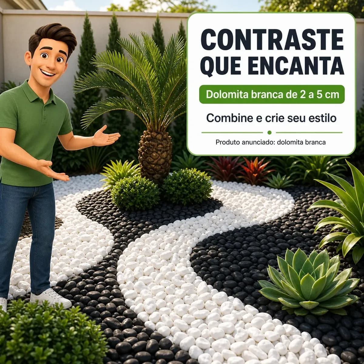 20kg Pedra Dolomita Branca Decorativa Seixo Para Jardim No3 Branco 2 Cm 5 Cm
