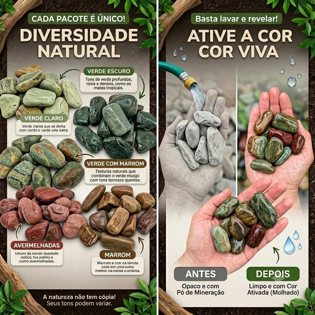 Pedras Ornamentais Seixo Verde Rolado Aquarios Jardins 4.5kg Verde 4 Cm 11 Cm