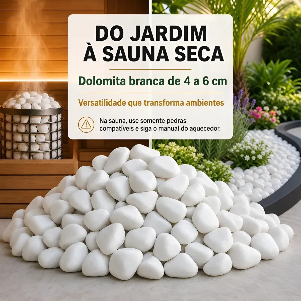 4kg Pedra Dolomita Branca 4 A 6 Cm Para Sauna Seca Jardim Branco 4 Cm 6 Cm