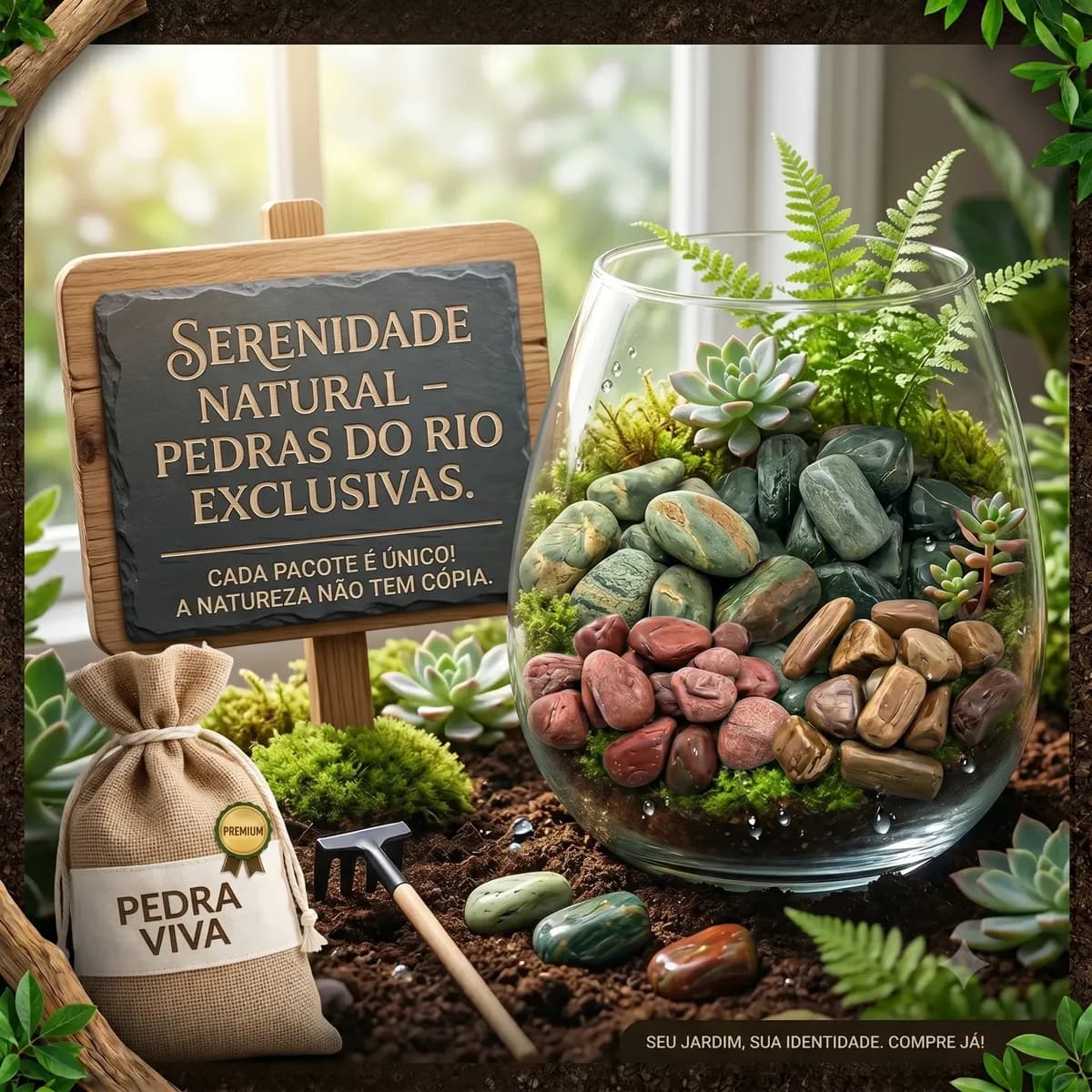 9,5kg Pedras Decorativas P/ Vasos Plantas Seixo Verde Brasil Verde 3 Cm 12 Cm