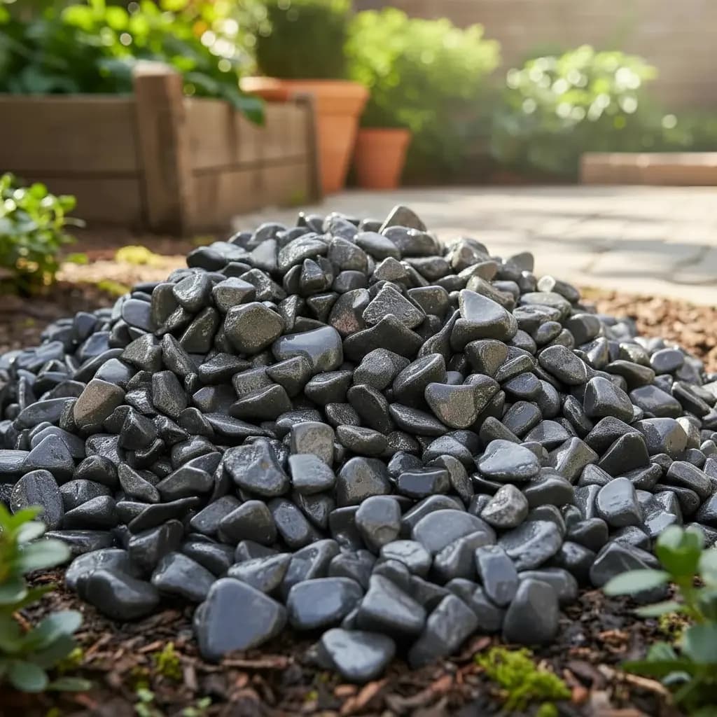 4kg -pedras Ornamentais Para Jardim Seixo Preto Natural Preto 2 Cm 8 Cm