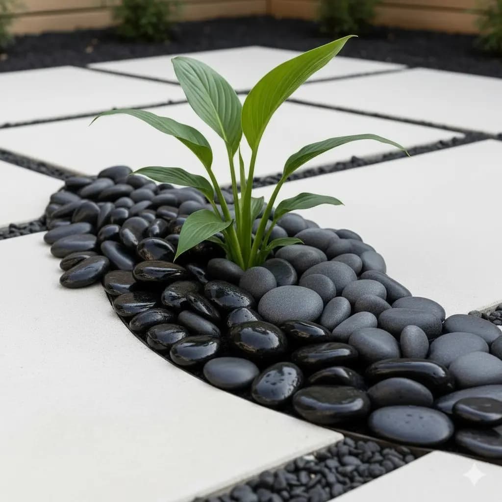 4kg -pedras Ornamentais Para Jardim Seixo Preto Natural Preto 2 Cm 8 Cm