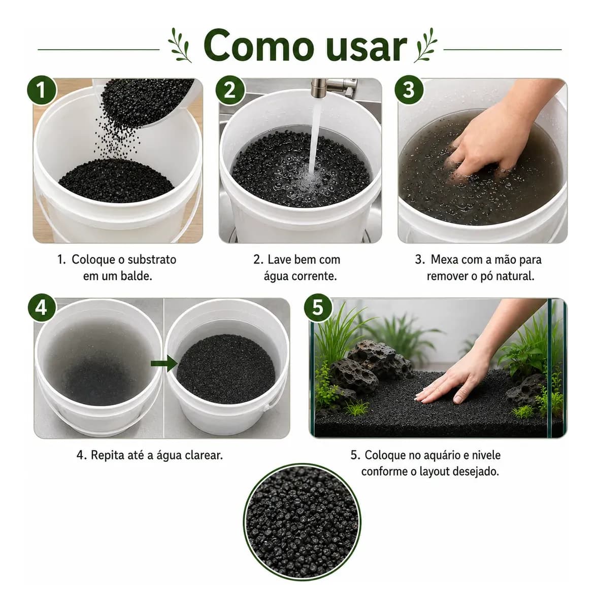 10 Kg - Substrato Areia Preta Basalto Natural Aquário N°00