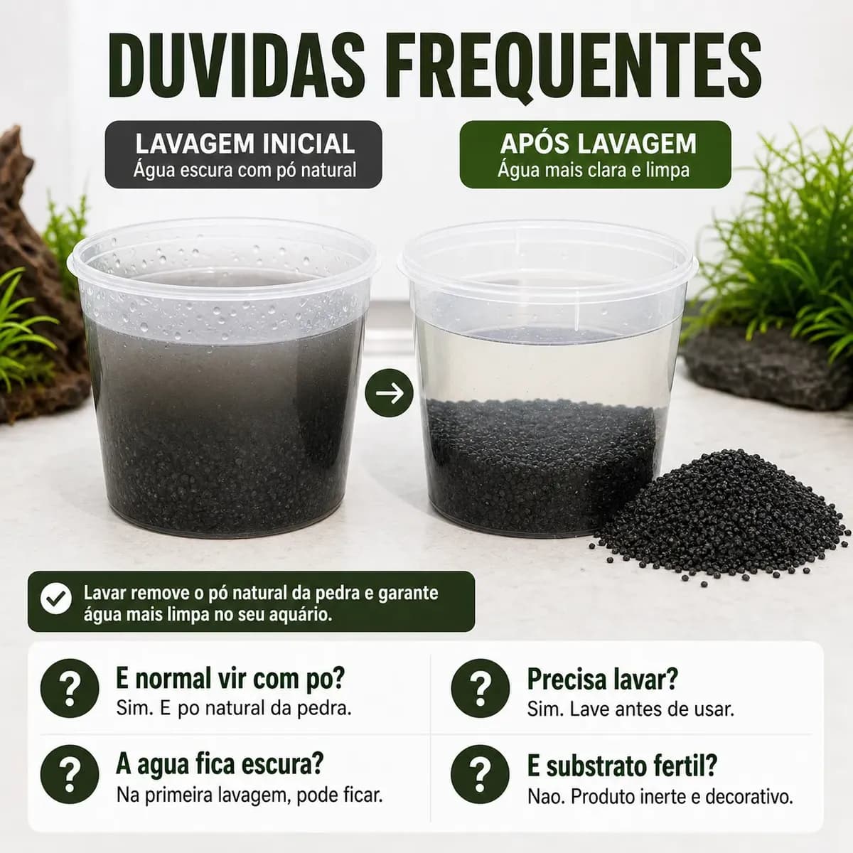 10 Kg - Substrato Areia Preta Basalto Natural Aquário N°00